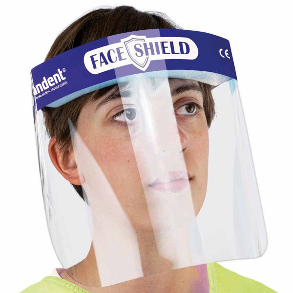 Person mit Face Shield Gesichtsvisier